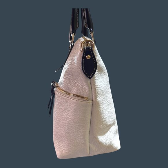 Dooney & Bourke Textured Leather Satchel White Handbag Top Handle Crossbody READ - Picture 15 of 15